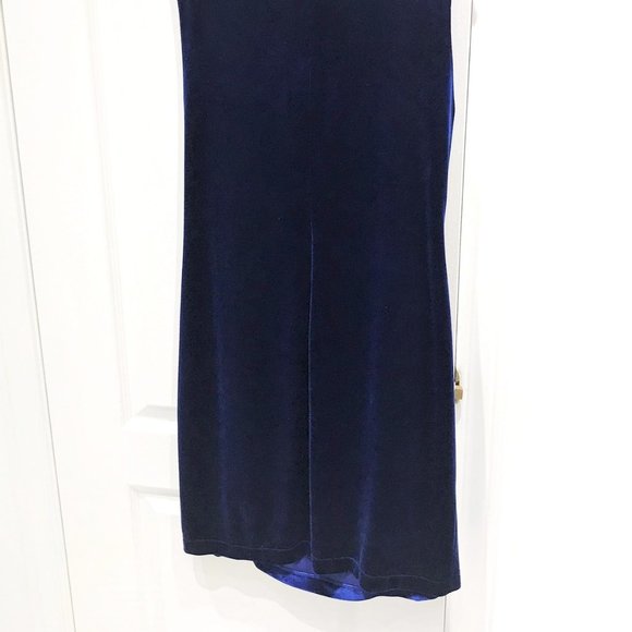 Women Jessica Blue Velvet Sleeveless Mini Dress Size 16 Made in Canada - Picture 5 of 5